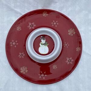 TRACY 13” Melamine Christmas Snowman Chip & Dip Server